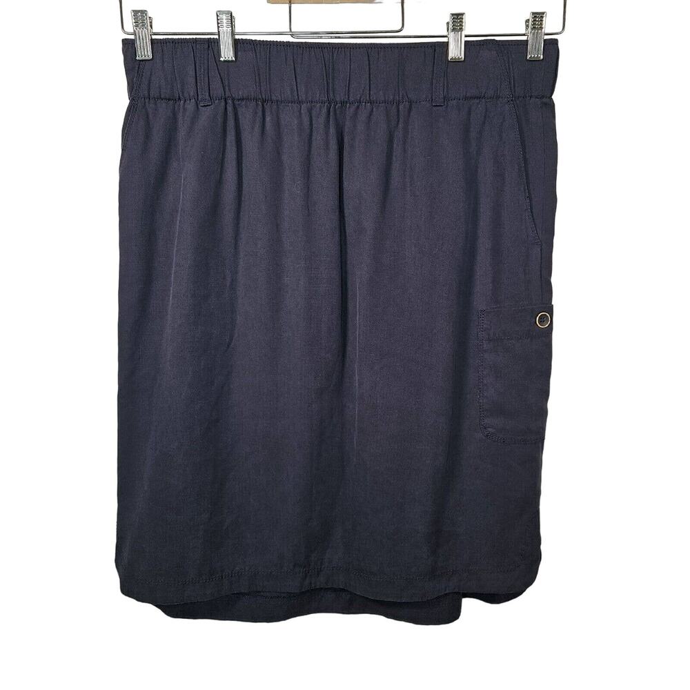 Liz Claiborne Womens Size XL 100% Lyocell Navy Blue Cargo Pocket Skirt Stretchy